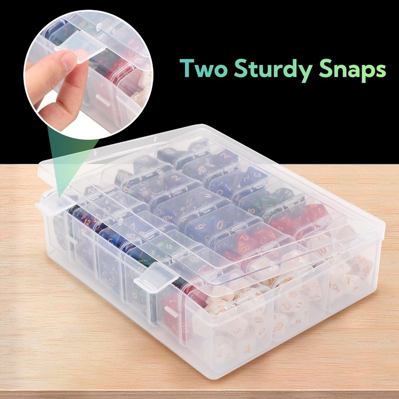 KISLANE Plastic Storage for 210 Dice, Dice Display Case With 18 Boxes Each Holding up to 12 Dices, Dice Case for DnD Dice Great for Dice Collectors or RPG D&D Games (2-Pack Transparent) - Image 4
